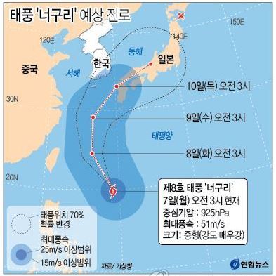 태풍 '너구리' 예상 진로 /2014-07-07(한국일보)