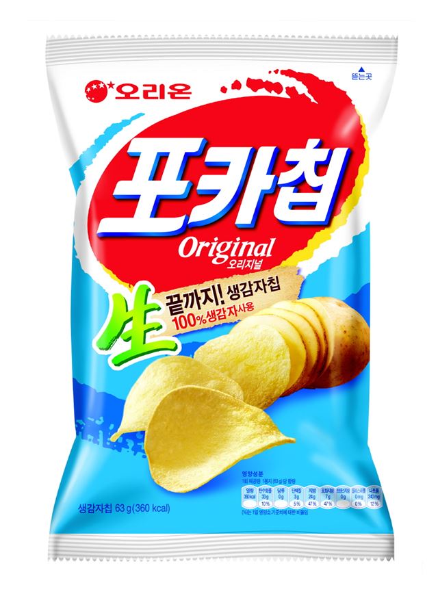 전체 생감자시장의 40%를 차지하고 있는 오리온 '포카칩'.