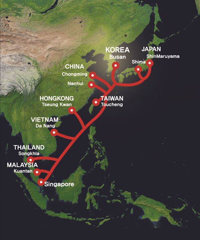KT가 운용을 총괄하는 해저케이블 APG는 한국과 중국ㆍ일본ㆍ대만ㆍ홍콩ㆍ베트남ㆍ태국ㆍ말레이시아ㆍ싱가포르 등 9개국 11개 지역을 연결한다. KT 제공