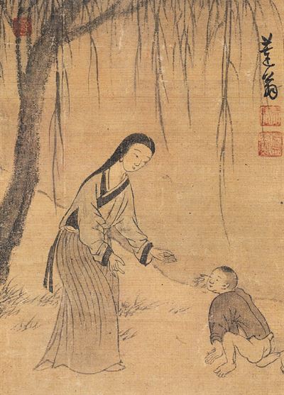 조선 후기 화가 윤덕희(1685~1776)의 '오누이'. 한시 중에는 오누이간의 이별을 그린 작품이 적지 않다.