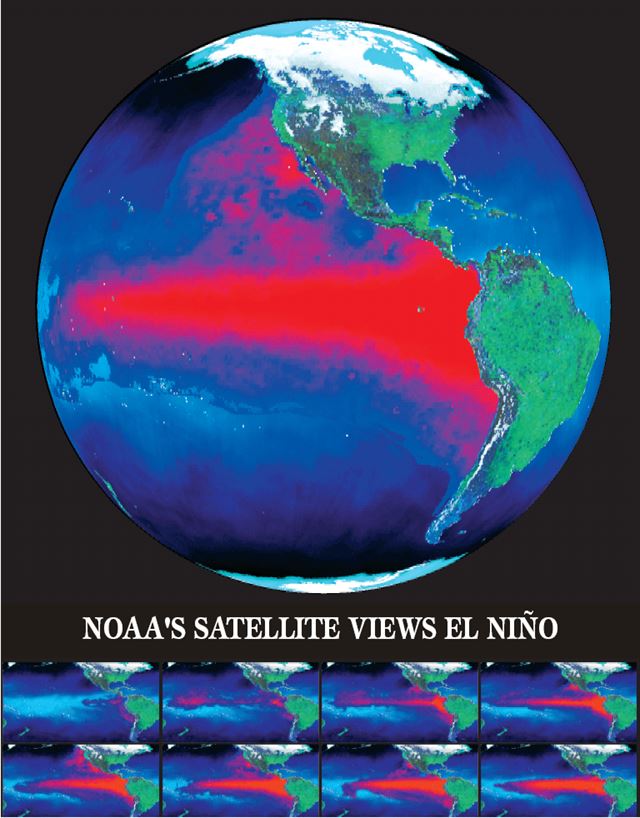 미국해양대기관리처(NOAA)가 촬영한 엘니뇨 위성사진. 한국일보 자료사진