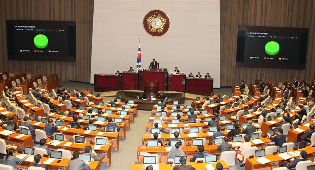 어린이집 CCTV 의무설치 등을 포함한 영유아보육법 일부개정법률안이 30일 국회 본회의에서 통과되고 있다. 연합뉴스