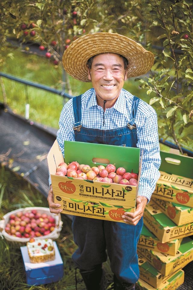 경북 영천에서 미니 사과를 재배하는 최병혁씨는 SPC 그룹과 직거래로 판로를 확보하며 수익을 올리고 있다. SPC 그룹 제공