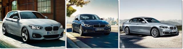 왼쪽부터 BMW 118d, 320d, 520d. 차체와 가격은 차이가 나지만 세 모델 모두 '심장'은 2.0 디젤 엔진입니다. BMW 제공