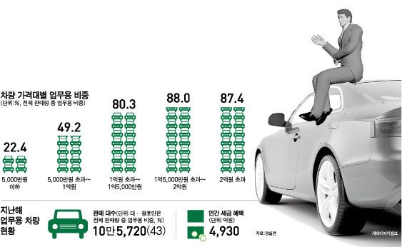 차량 가격대별 업무용 비중