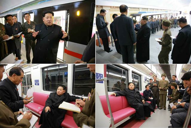 김정은 북한 국방위 제1위원장이 북한 기술로 개발한 지하전동차의 시운전 행사에 참석해 만족감을 표시했다고 노동신문이 20일 보도했다. 이날 김정은의 현지 시찰에는 숙청된 것으로 알려진 김정은의 '금고지기' 한광상 노동당 재정경리부장이 포함돼 눈길을 끌었다. 연합뉴스