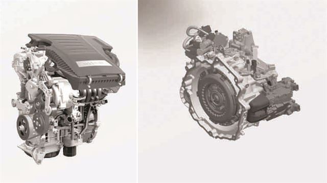 아이오닉에 탑재된 신형 카파 1.6 GDI 엔진(왼쪽)과 친환경차 전용으로 개발한 6단 DCT(오른쪽). 현대자동차 제공