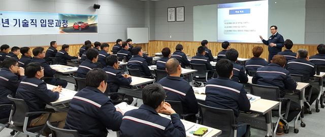 지난해 쌍용자동차 노.노.사 합의에 따라 복직이 결정됐던 희망퇴직자, 해고자 등이 22일 첫 출근을 시작했다. 신규 채용직원을 포함한 40명은 지난 2월 1일자로 채용돼 약 2주간의 실무 교육을 받고 22일 현장 OJT를 거쳐 다음달 7일부터 현장에 본격적으로 배치된다. 쌍용자동차의 복직 및 신규 직원들이 인재개발원에서 실무 교육을 받고 있다. 쌍용차 제공