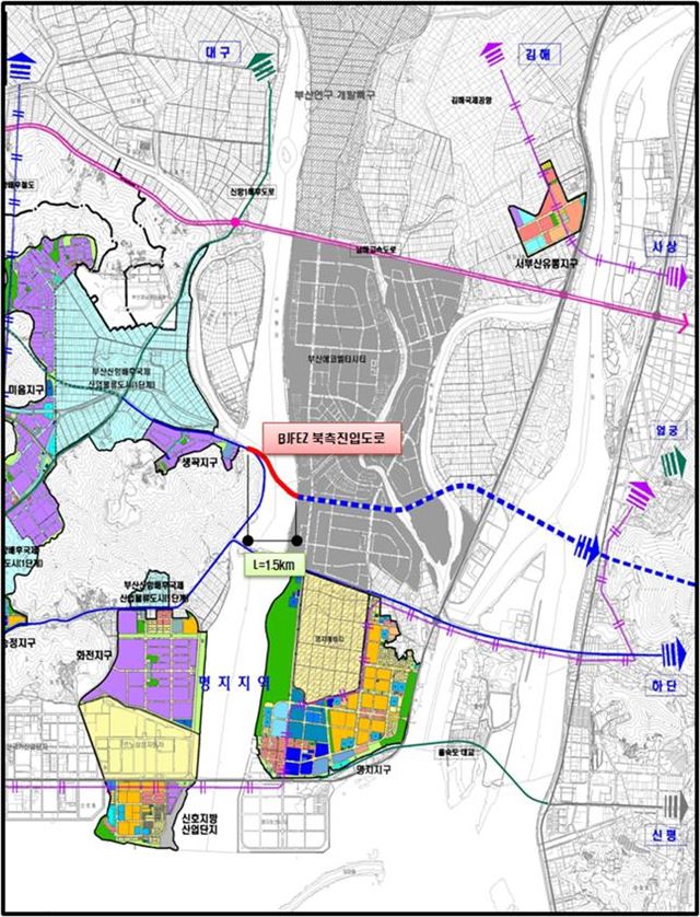 BJFEZ 북측진입도로 위치도. 부산시 제공