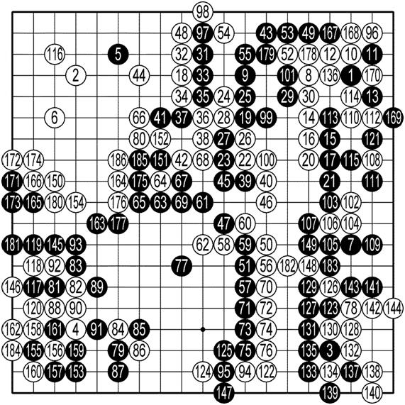 이세돌과 알파고 제1국 최종 기보.