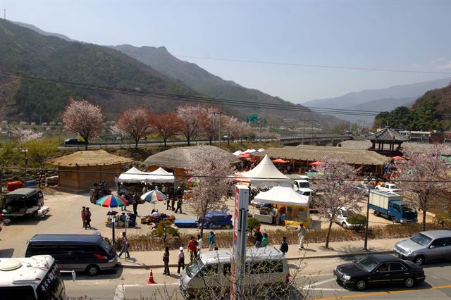 영호남 화합의 상징으로 전국적 명성을 얻고 있는 경남 하동 화개장터가 2차례에 걸친 정비사업을 마무리하고 내달 1일 개장한다. 사진은 화개장터 전경.