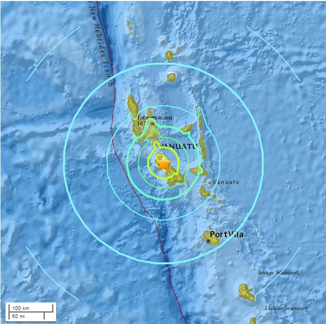 29일 오전 남태평양 바누아투에서 규모 7.0의 지진이 발생했다. EPA 연합뉴스