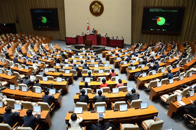 국회 본회의 전경. 한국일보 자료사진