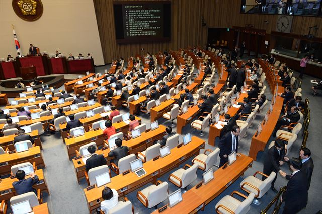 국회 본회의장 풍경. 한국일보 자료사진