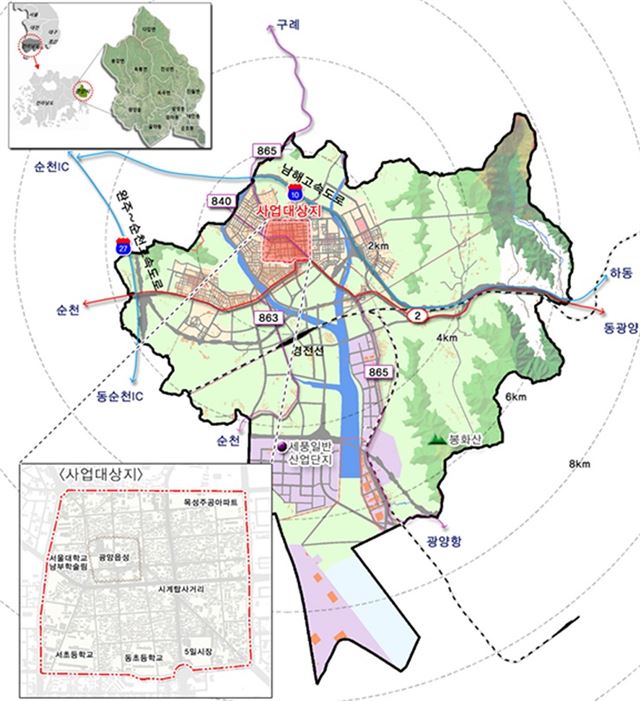 전남 광양시 광양읍 도시재생 위치도/2016-06-09(한국일보)