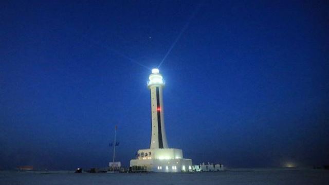 중국 남중국해의 수비 암초에 세워진 등대. 신화통신