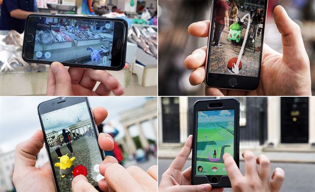 전세계가 닌텐도의 증강현실(AR) 게임 `포켓몬 고(Pokemon Go)' 열풍에 휩쌓인 가운데 출시국이 점차 확대되고 있어 출시국에 대한 관심이 고조되고 있다. 포켓몬 고는 지난 6일 호주,뉴질랜드,미국,13일 독일, 14일에는 영국에서 서비스가 개시되었고 다음 주쯤 포켓몬을 만든 국가인 일본에서 출시될 것으로 예상되고 있다. 한편, 포켓몬 고 게임에 열중하다 정신이 팔려 교통사고가 절벽 추락사 및 부상 등 사건사고가 발생하고 있다. 사진 왼쪽부터 시계방향으로 14일(현지시간) 쿠웨이트의 쿠웨이트 시티에 있는 한 어시장,13일(현지시간) 네덜란드 하를럼의 마르크트 광장,14일(현지시간) 영국 런던의 다우닝가 10번지 총리공관 앞에서, 14일(현지시간) 독일 베를린의 브란덴부르크문 앞에서 게임을 하고 있는 모습. EPA,AFP 연합뉴스