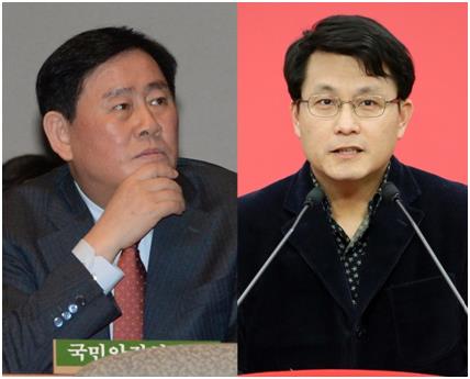 최경환(왼쪽) 새누리당 의원, 윤상현 새누리당 의원. 한국일보 자료사진