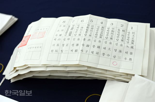 [저작권 한국일보] 30년간 열지 못했던 1987년 12월 제13대 대통령선거 구로구을 부재자 투표함이 21일 오전 서울 종로구 선거연수원 대강당에서 개봉되어 선관위 직원들이 개표 하고 하고 있다. 1987년 대통령 선거 당시 구로구청 농성사건의 발단이 됐던 투표함은 중앙 선관위 수장고에 보관되어 오다 한국정치학회의 연구용역 요청에 따라 개봉됐다.2016.7.21 신상순 선임기자ssshin@hankookilbo.com /2016-07-21(한국