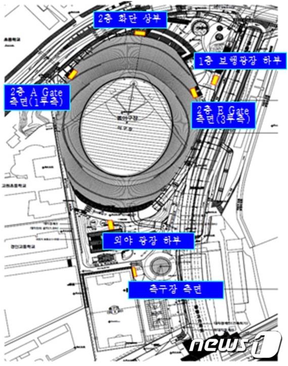 고척스카이돔에 새로 설치될 흡연부스 위치도.