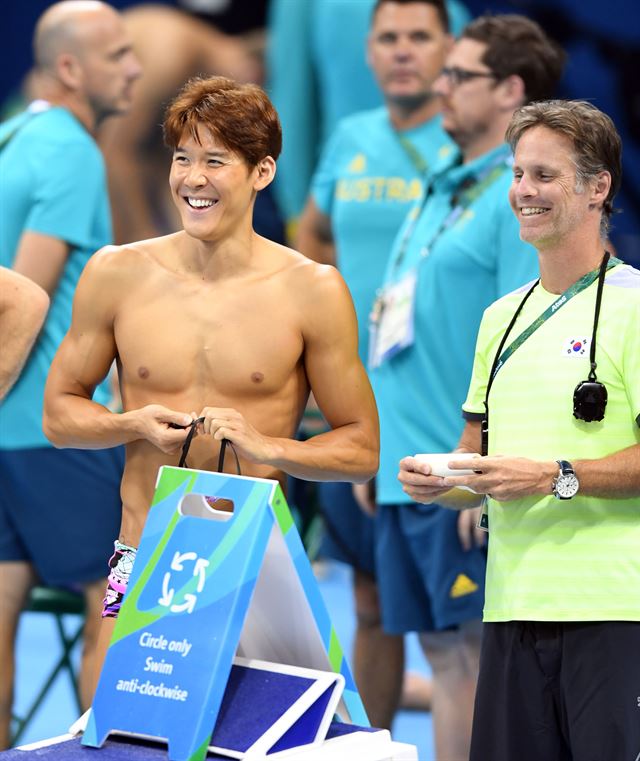 수영 박태환 선수가 1일 오후(현지시간) 브라질 리우데자네이루 바하 올림픽 수영장에서 훈련을 하고 있다. /2016.8.1/리우데자네이루=올림픽사진공동취재단