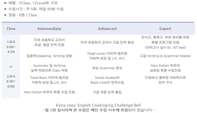 서울 양천구 A어학원이 인터넷 홈페이지에 게시한 선행학습 유발 광고. 서울시교육청 제공