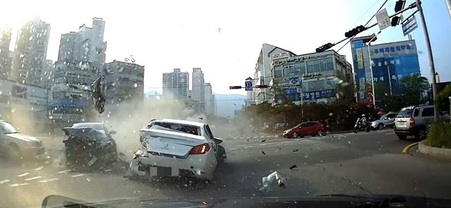 해운대 7중 추돌사고 블랙박스 영상. 부산경찰청 제공