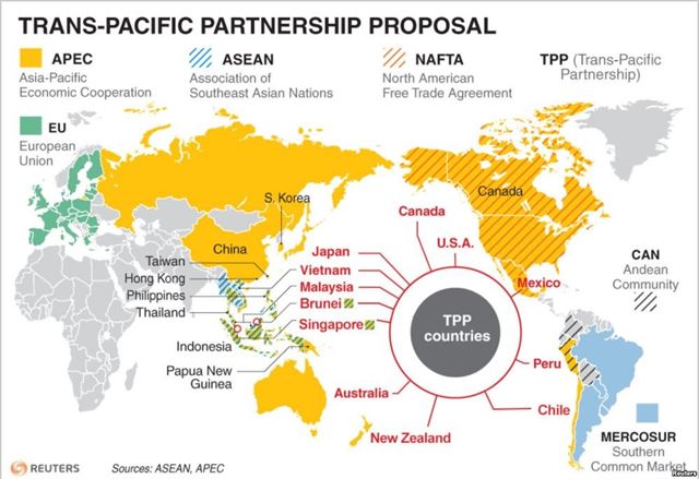환태평양경제동반자협정(TPP) 참여 국가. 로이터