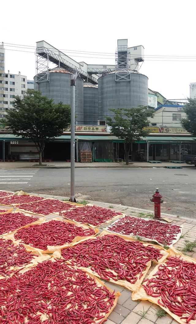 대선제분 영등포공장의 사일로와 영일시장 앞 풍경. 안창모 제공