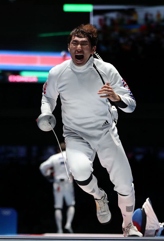 리우 올림픽 펜싱 남자 에페 금메달리스트 박상영(한국체대). 올림픽사진공동취재단