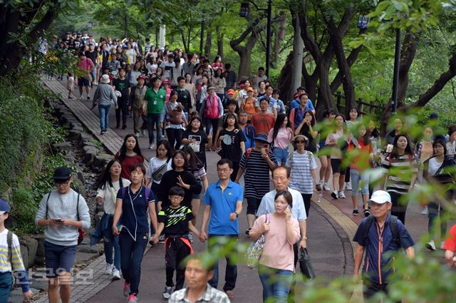 9일 서울 남산백범광장 에서 열린 제459회 한국일보 거북이마라톤 에너지나눔 남산 시민걷기대회에서 참가자들이 남산 둘레길을 걷고 있다. 2016.09.03 신상순 선임기자ssshin@hankookilbo.com /2016-09-03(한국일보)