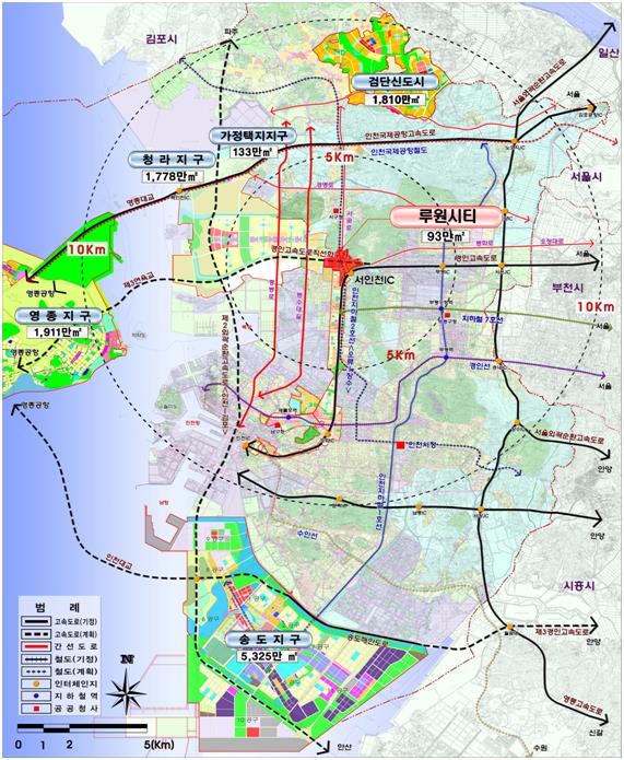 인천 서구 루원시티 조성사업이 12월 착공될 예정이다. 루원시티 위치도. 인천시 제공