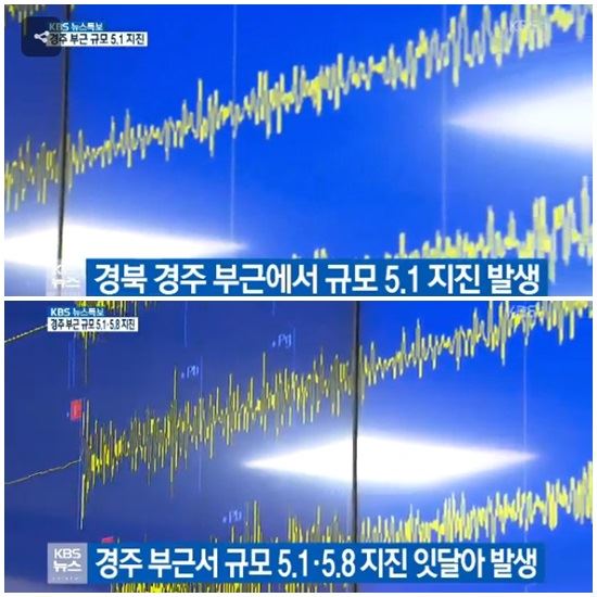 KBS 12일 오후 8시(사진 위)와 8시 45분 각각 내보낸 뉴스 특보. 특보가 끝난 뒤 드라마 등 정규방송을 내보내 뭇매를 맞고 있다. KBS 방송화면 캡처