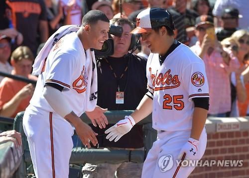 볼티모어 김현수(오른쪽). UPI 연합뉴스