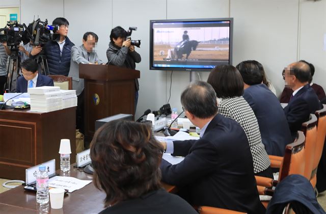 최순실시 딸 정유라씨가 청담고 재학 중 부당하게 출석을 인정받았다는 의혹과 관련 서울시의회가 14일 서울시교육청에서 행정감사를 열고 청담고 관계자 등에게 사실관계를 따지고 있다. 연합뉴스