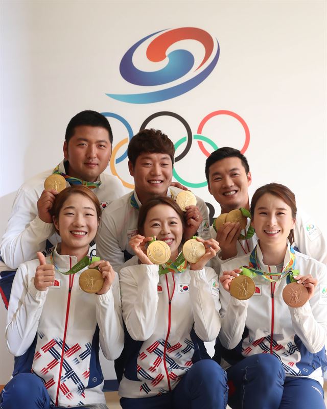 리우 올림픽 양궁 전종목을 휩쓴 한국 양궁 대표팀. 올림픽사진공동취재단