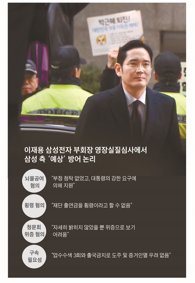 박근혜 대통령에게 뇌물을 제공한 혐의를 받고 있는 이재용 삼성전자 부회장이 18일 오전 영장 실질심사를 받기 위해 서초동 서울중앙지법으로 들어서고 있다. 서재훈기자 spring@hankookilbo.com