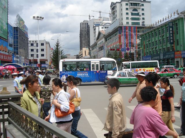 옌지 광명거리 풍경. 한국일보 자료사진