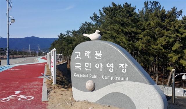 4년간의 공사 끝에 3월 중 개장할 예정인 경북 영덕군 병곡면 고래불 국민야영장. 경북도 제공