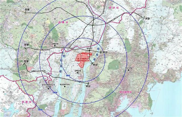 부산연구개발특구 허가구역 지정 위치도.