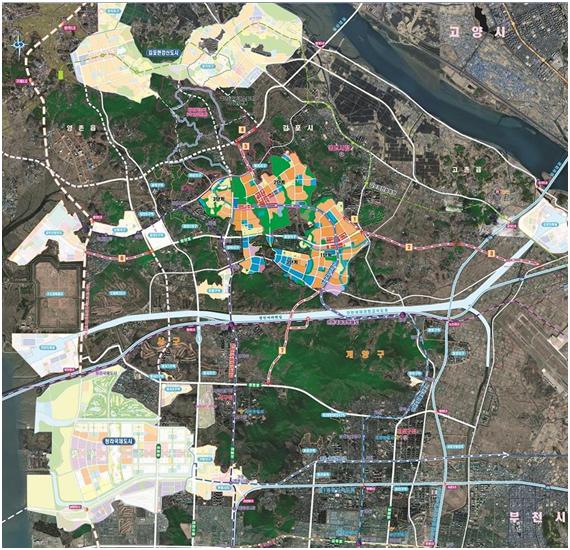 검단신도시 광역교통개선대책 현황도. 인천시 제공