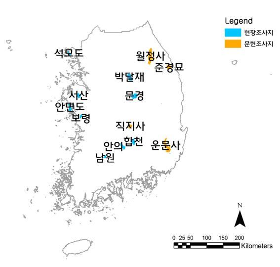 일제 강점기 말기 전국 송진채취 피해목 분포도. 산림청 제공