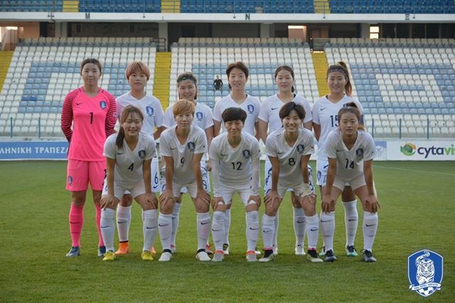 키프로스컵대회 뉴질랜드와의 3차전에 나선 한국 여자축구 국가대표팀. 축구협회 홈페이지