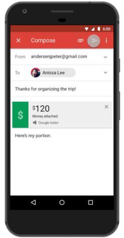 구글은 14일(현지시간) G메일 사용자들이 사진 등 첨부파일을 주고받듯이 메일로 쉽게 송금할 수 있도록 안드로이드용 G메일 앱을 갱신한다고 발표했다.