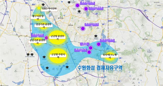 ‘수원화성 경제자유구역’ 구상 위치도. 수원시 제공