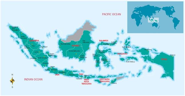약 1만8,000개의 섬이 있는 인도네시아