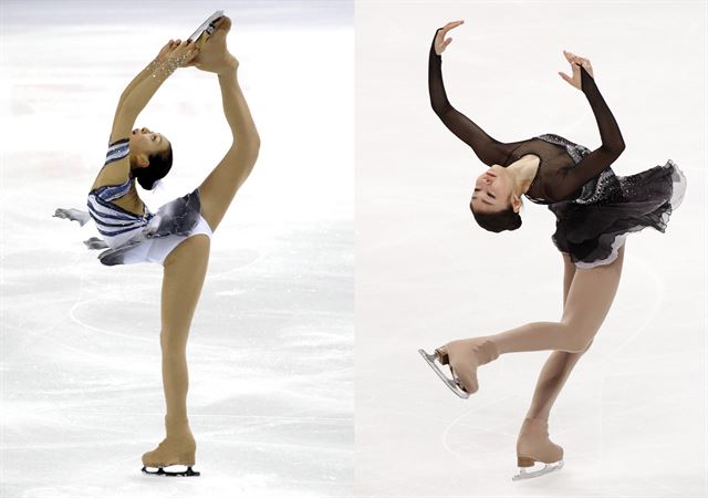 2007년 아사다(왼쪽)와 2011년 김연아. 한국일보 자료사진