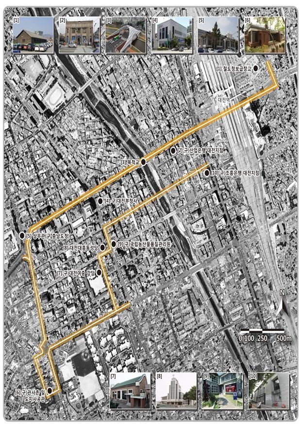 대전시가 조성할 예정인 원도심 근대문화탐방로 노선도. 대전시 제공