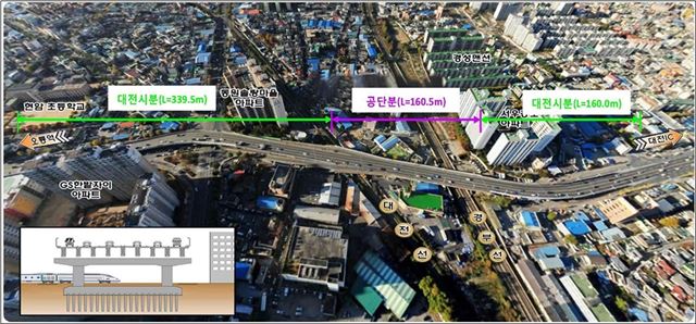 한국철도시설공단은 경부선 철도를 가로지르는 홍도육교 지하화 공사를 위한 시설물 철거를 7월부터 시작한다고 15일 밝혔다. 철도시설공단 제공