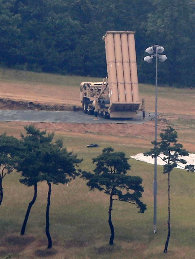 7일 경북 성주 골프장에 배치돼 있는 고고도미사일방어체계(THAADㆍ사드)의 모습. 성주=연합뉴스